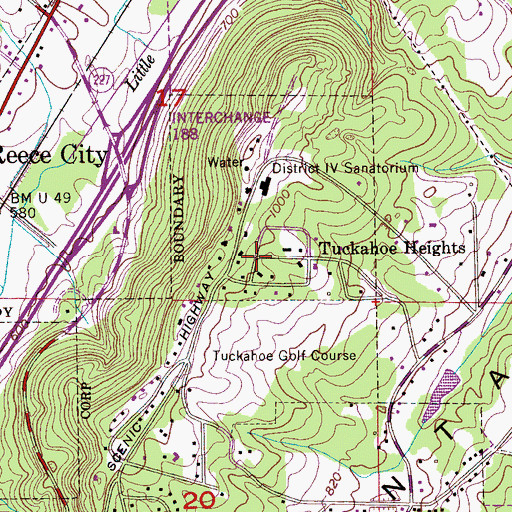 Topographic Map of Tuckahoe Heights, AL