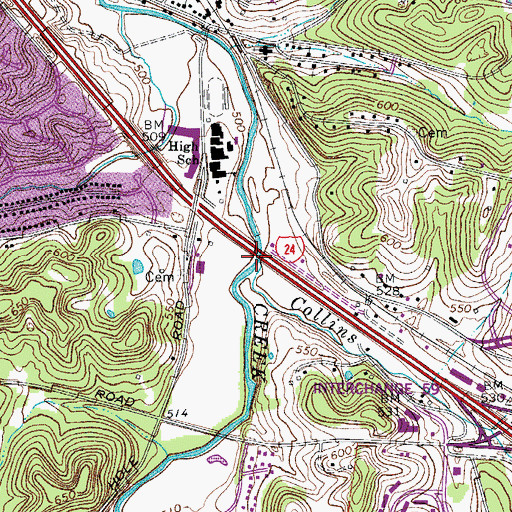 Topographic Map of Collins Creek, TN