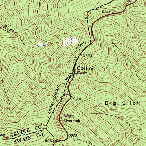 Topographic Map of Collins Gap, TN