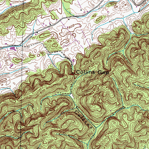 Topographic Map of Collins Gap, TN
