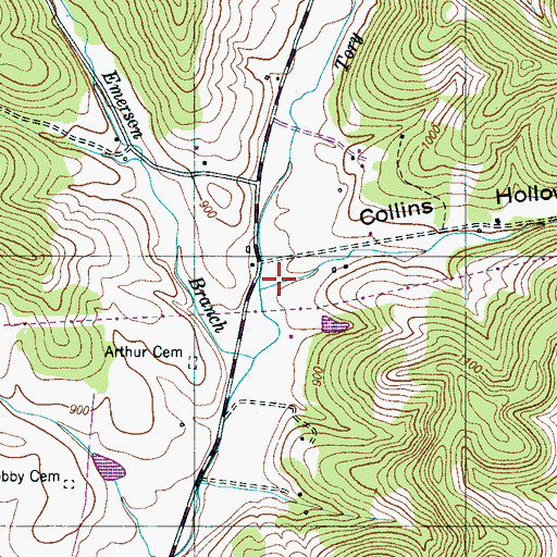 Topographic Map of Collins Hollow, TN