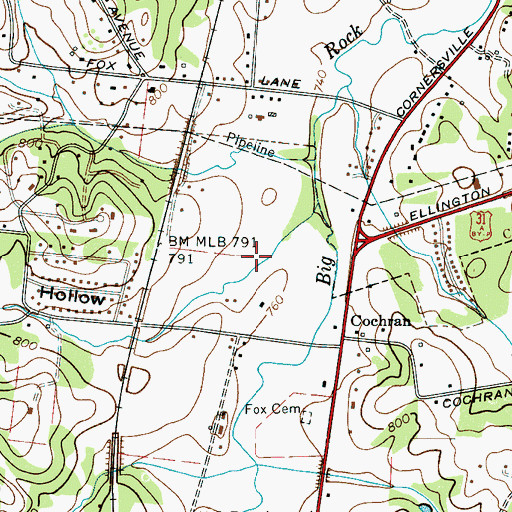 Topographic Map of Collins Hollow, TN
