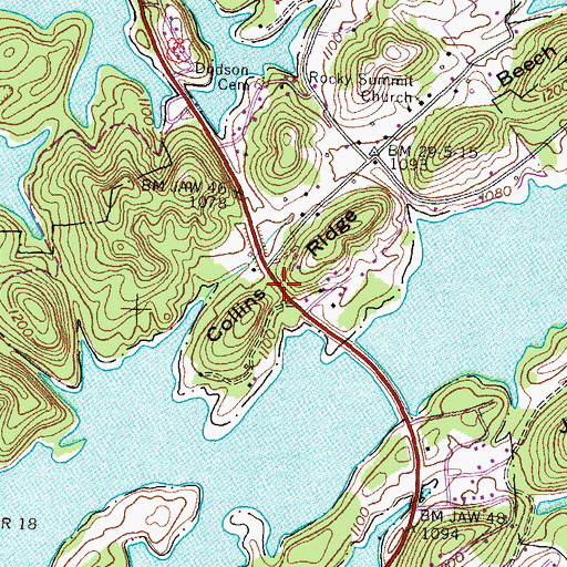 Topographic Map of Collins Ridge, TN