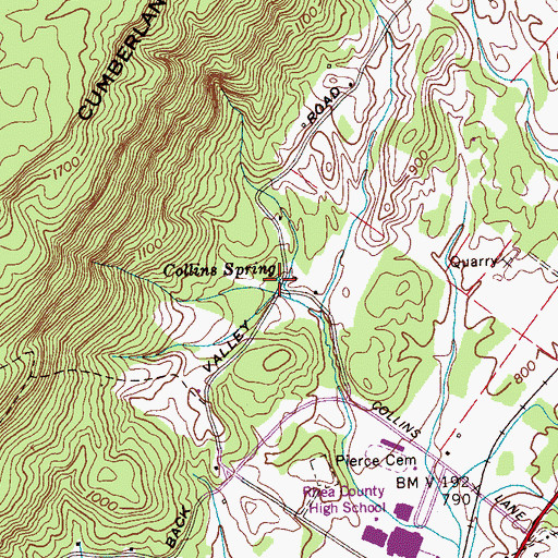 Topographic Map of Collins Spring, TN