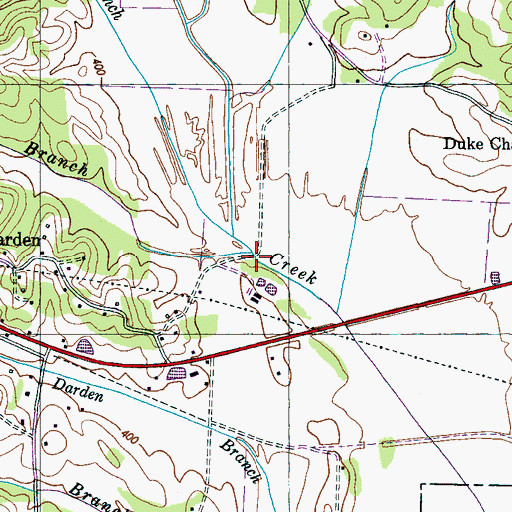 Topographic Map of Colwick Branch, TN