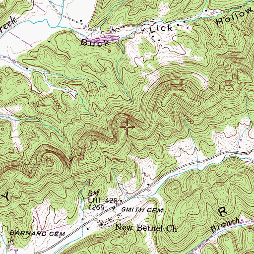 Topographic Map of Comby Ridge, TN