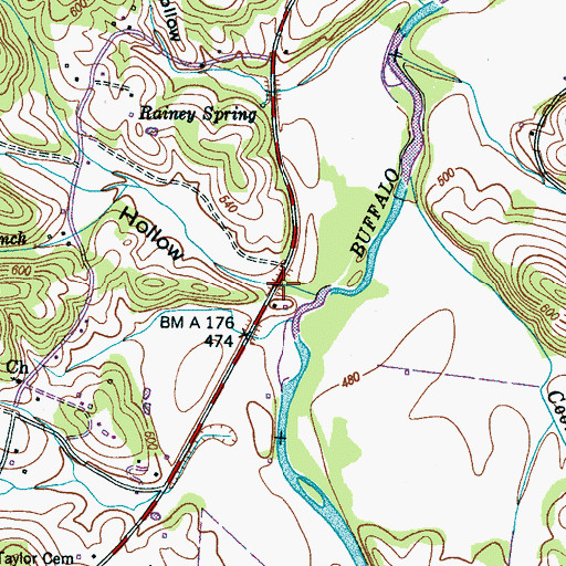 Topographic Map of Comer Hollow, TN