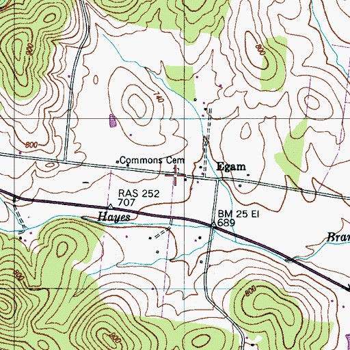 Topographic Map of Commons Cemetery, TN