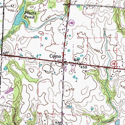 Topographic Map of Como, TN