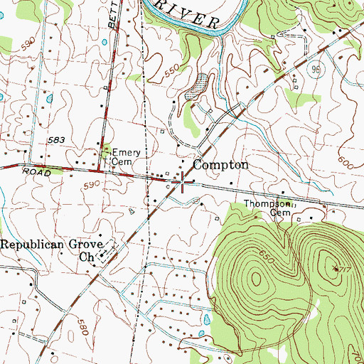 Topographic Map of Compton, TN