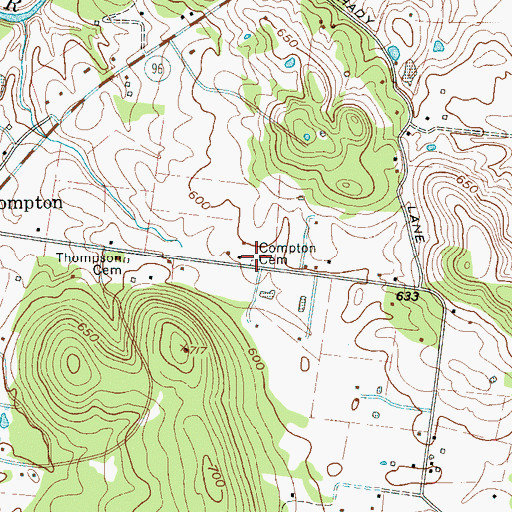 Topographic Map of Compton Cemetery, TN