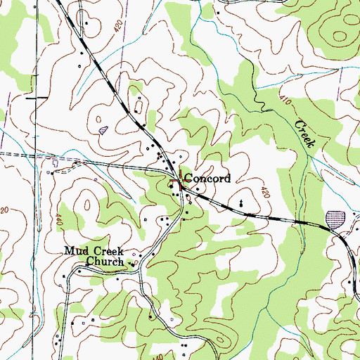 Topographic Map of Concord, TN