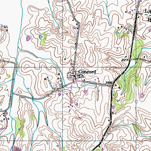 Topographic Map of Concord Church, TN