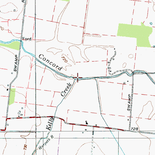Topographic Map of Concord Creek, TN
