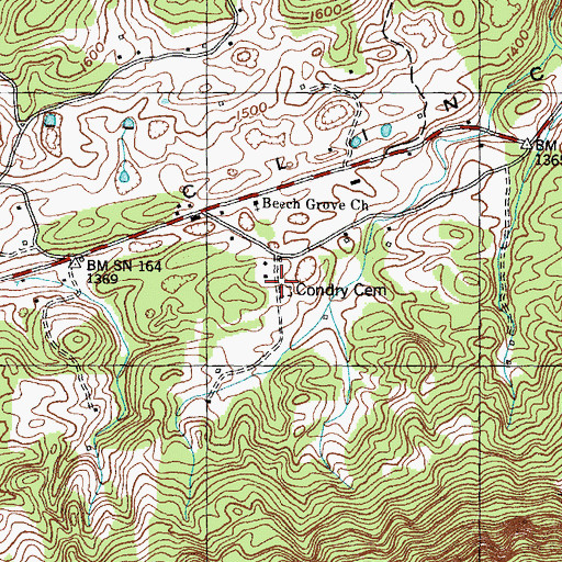 Topographic Map of Condry Cemetery, TN