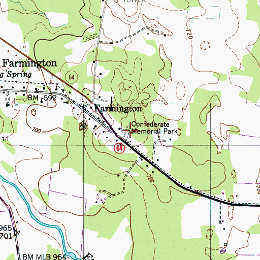 Topographic Map of Confederate Memorial Park, TN