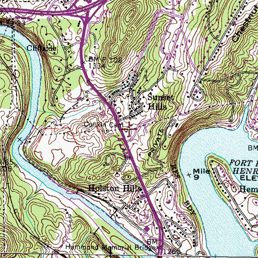Topographic Map of Conkin Cemetery, TN