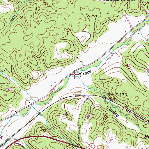 Topographic Map of Conley Branch, TN