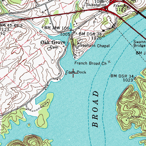 Topographic Map of Conn Dock, TN