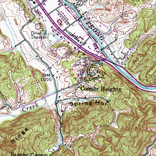 Topographic Map of Conner Heights, TN