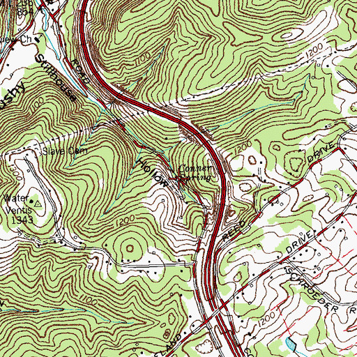 Topographic Map of Conner Spring, TN