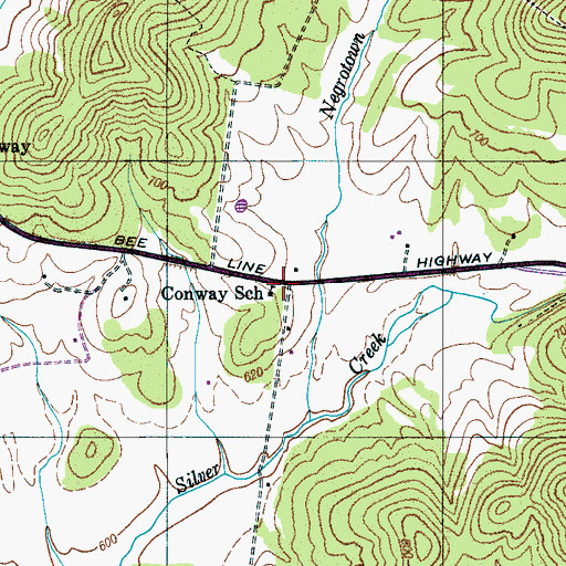 Topographic Map of Conway School, TN