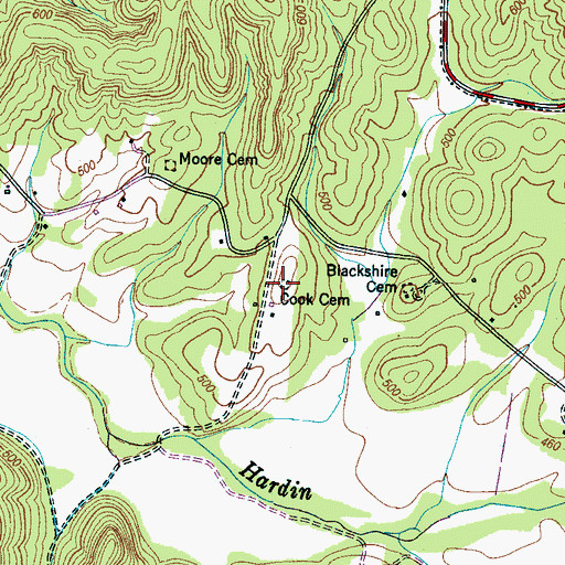 Topographic Map of Cook Cemetery, TN