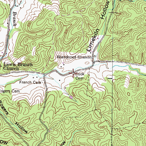Topographic Map of Cook Cemetery, TN