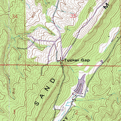 Topographic Map of Tucker Gap, AL