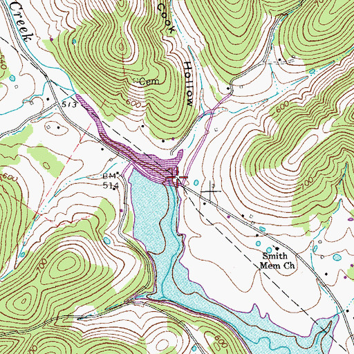 Topographic Map of Cook Hollow, TN