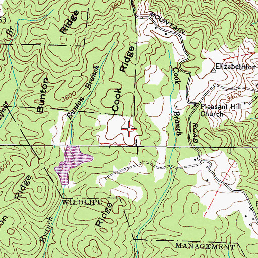 Topographic Map of Cook Ridge, TN