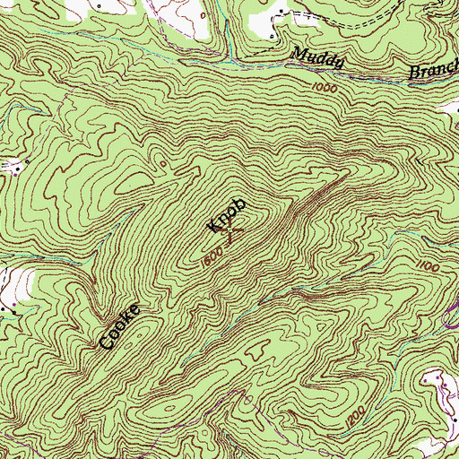 Topographic Map of Cooke Knob, TN