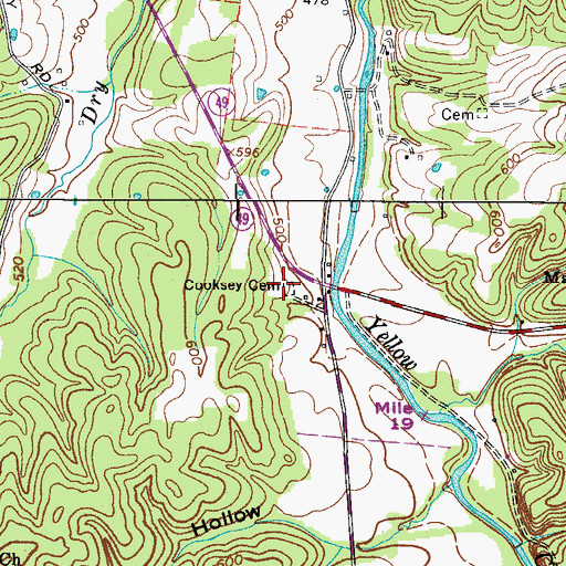 Topographic Map of Cooksey Cemetery, TN