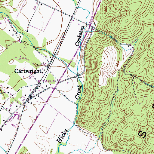 Topographic Map of Cookston Cave Creek, TN