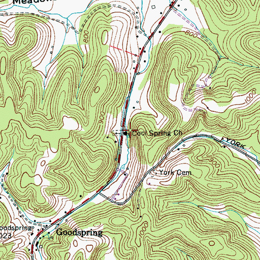 Topographic Map of Cool Spring Church, TN