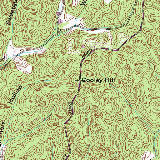 Topographic Map of Cooley Hill, TN