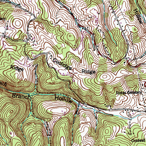 Topographic Map of Coolidge Ridge, TN