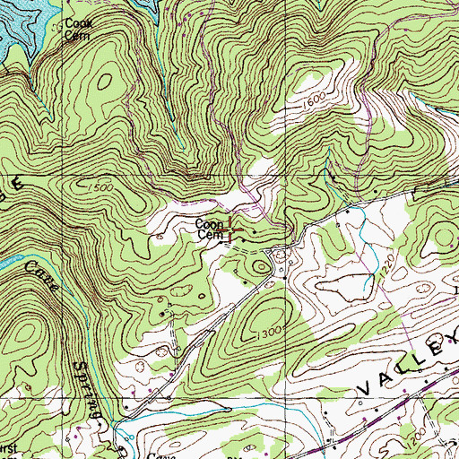 Topographic Map of Coon Cemetery, TN