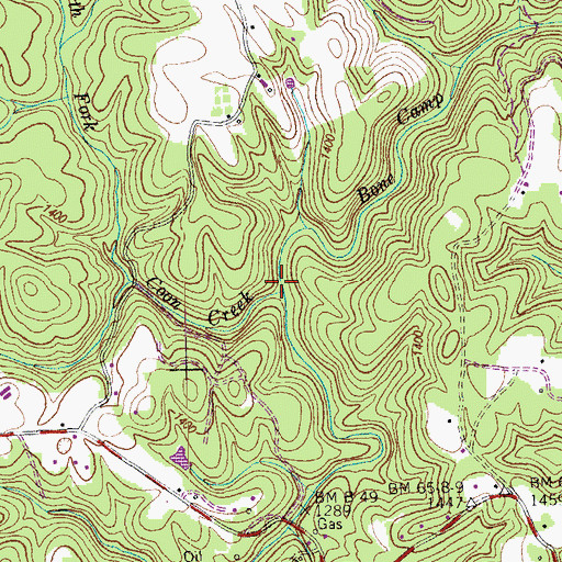 Topographic Map of Coon Creek, TN