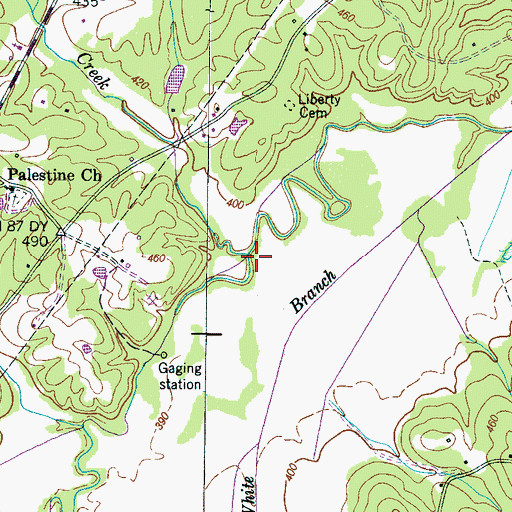 Topographic Map of Coon Creek, TN