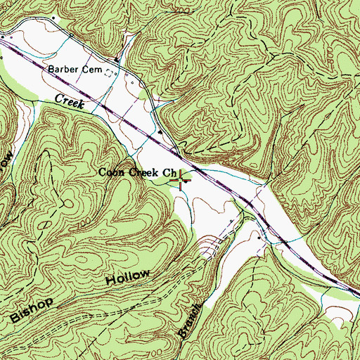 Topographic Map of Coon Creek Church, TN