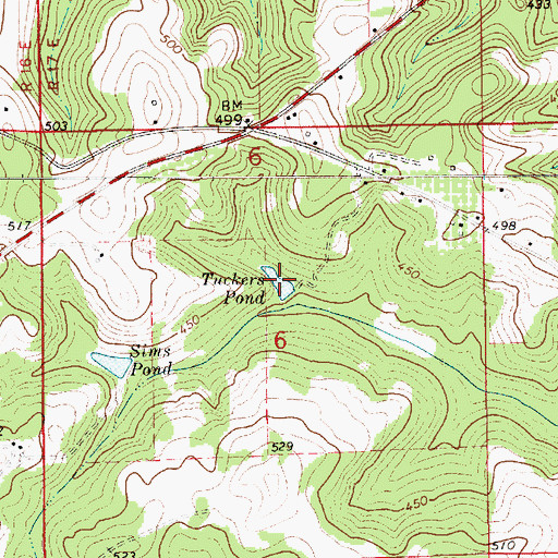 Topographic Map of Tuckers Pond, AL