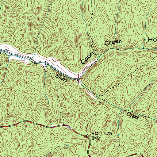 Topographic Map of Coon Creek Hollow, TN