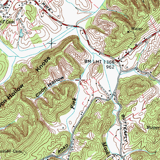 Topographic Map of Coon Hollow, TN