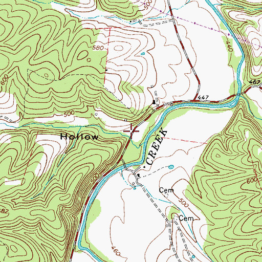 Topographic Map of Coon Hollow, TN