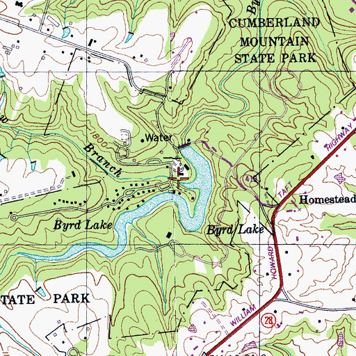 Topographic Map of Coon Hollow Branch, TN