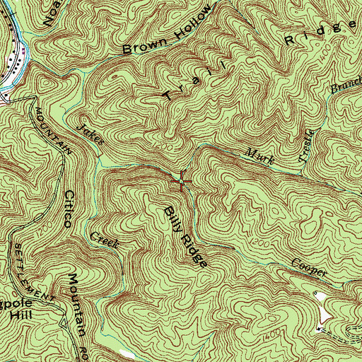 Topographic Map of Cooper Branch, TN