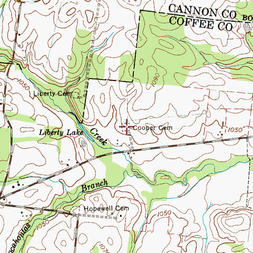 Topographic Map of Cooper Cemetery, TN