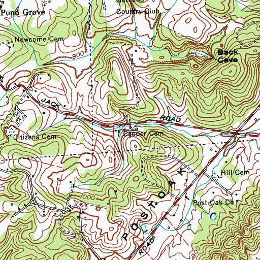 Topographic Map of Cooper Cemetery, TN