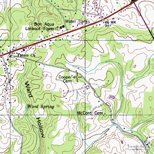 Topographic Map of Cooper Cemetery, TN